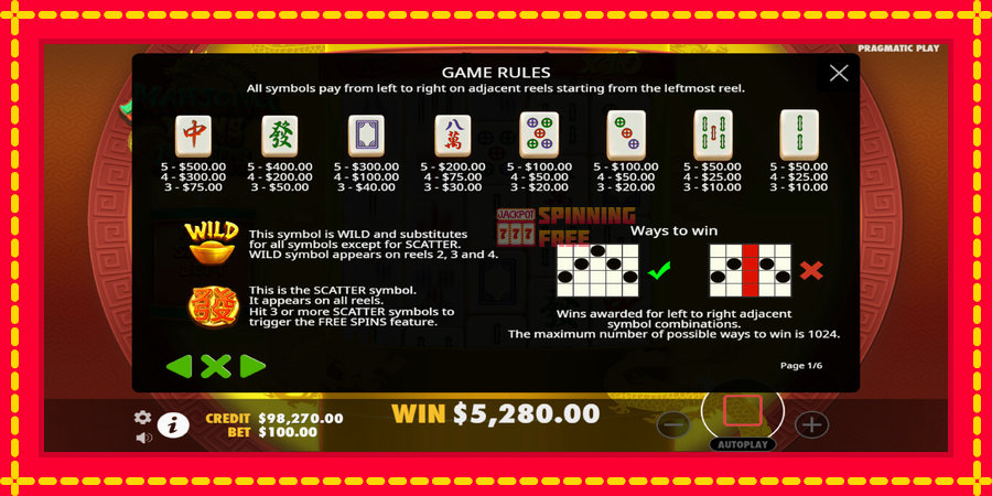 Mahjong Wins Bonus mesin slot dengan animasi cerah, gambar 5