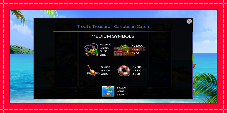 Trouts Treasure Caribbean Catch mesin slot dengan animasi cerah, gambar 6