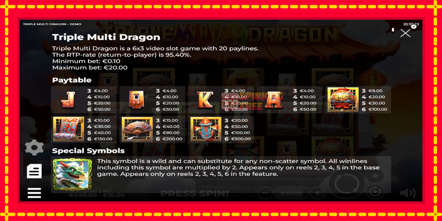 Triple Multi Dragon mesin slot dengan animasi cerah, gambar 5