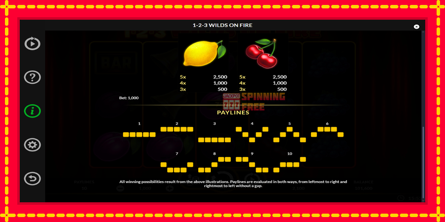 1-2-3 Wilds on Fire mesin slot dengan animasi cerah, gambar 6