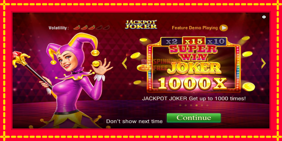 Jackpot Joker mesin slot dengan animasi cerah, gambar 1