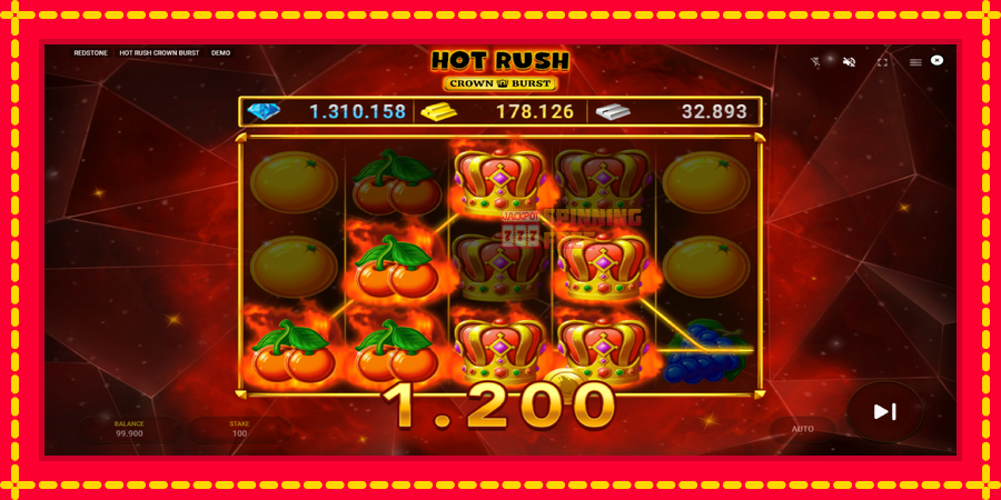 Hot Rush Crown Burst mesin slot dengan animasi cerah, gambar 3