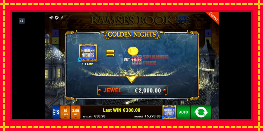 Ramses Book Golden Nights mesin slot dengan animasi cerah, gambar 4